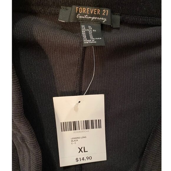 NWT Forever 21 Black Ribbed Leggings size XL - Picture 2 of 3